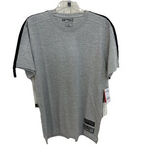 Brooklyn Xpress Men's Gray Short-sleeve Shirt Black Stripes On‎ Shoulders L NWT